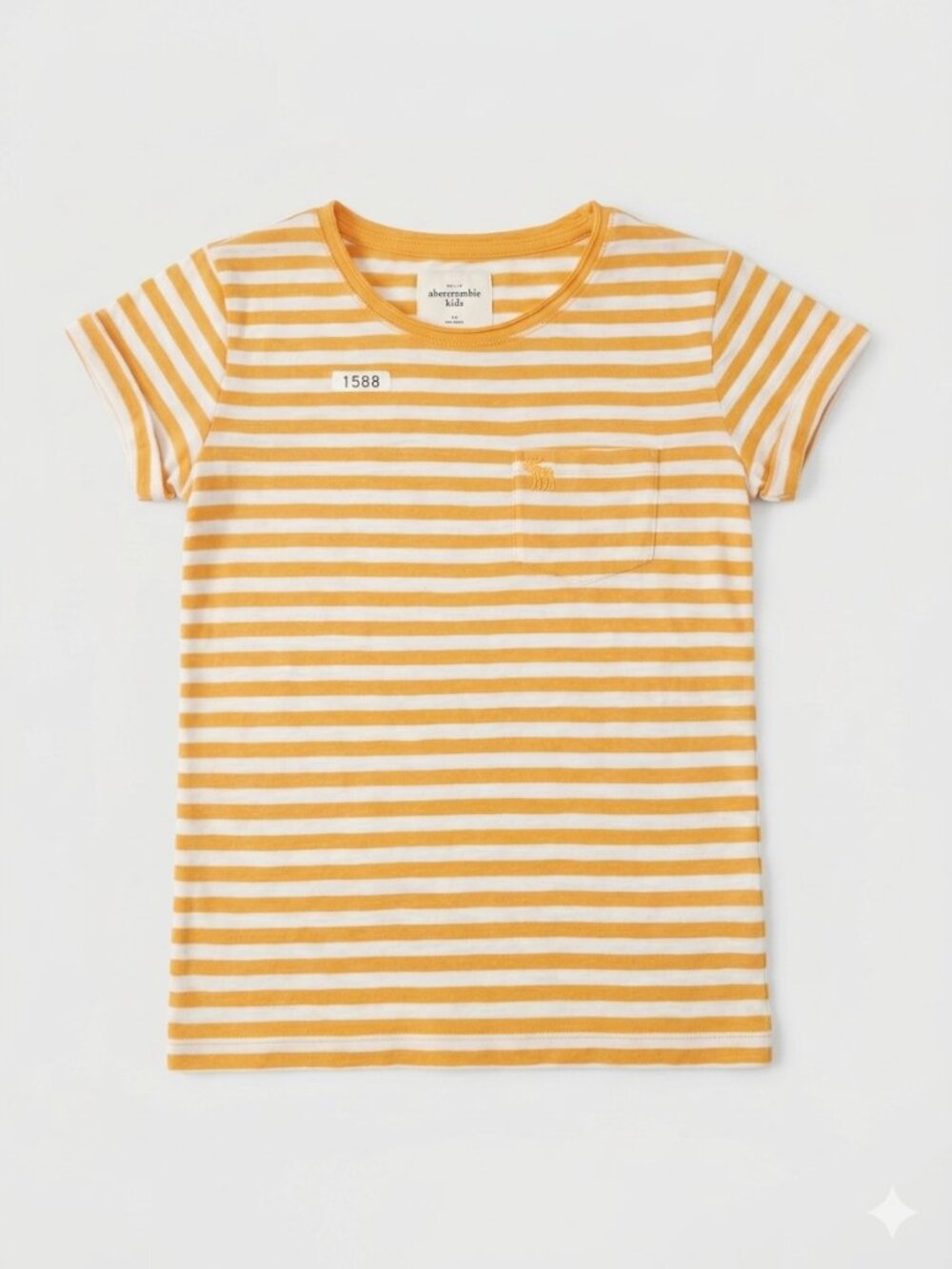 Abercrombie Kids Striped Pocket T-Shirt Yellow White Moose Logo